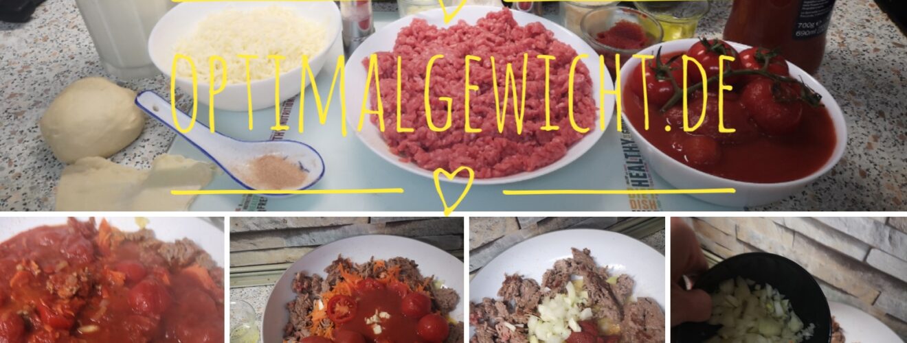 Lasagne Zutatenübersicht mit Hack